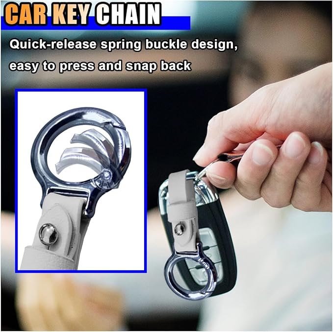 GLSOWEE Carabiner Key Ring Clip, Car Fob Key Keychain Holder Car Keychain Clip for Men Women, Key Ring Belt Holder (White)