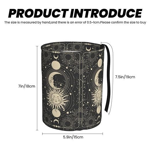 Vintage Sun Moon Stars Car Trash Can Collapsible Garbage Can,Hanging Trash Bag Water Proof with Suitable for Storage for Car Interiors,Home