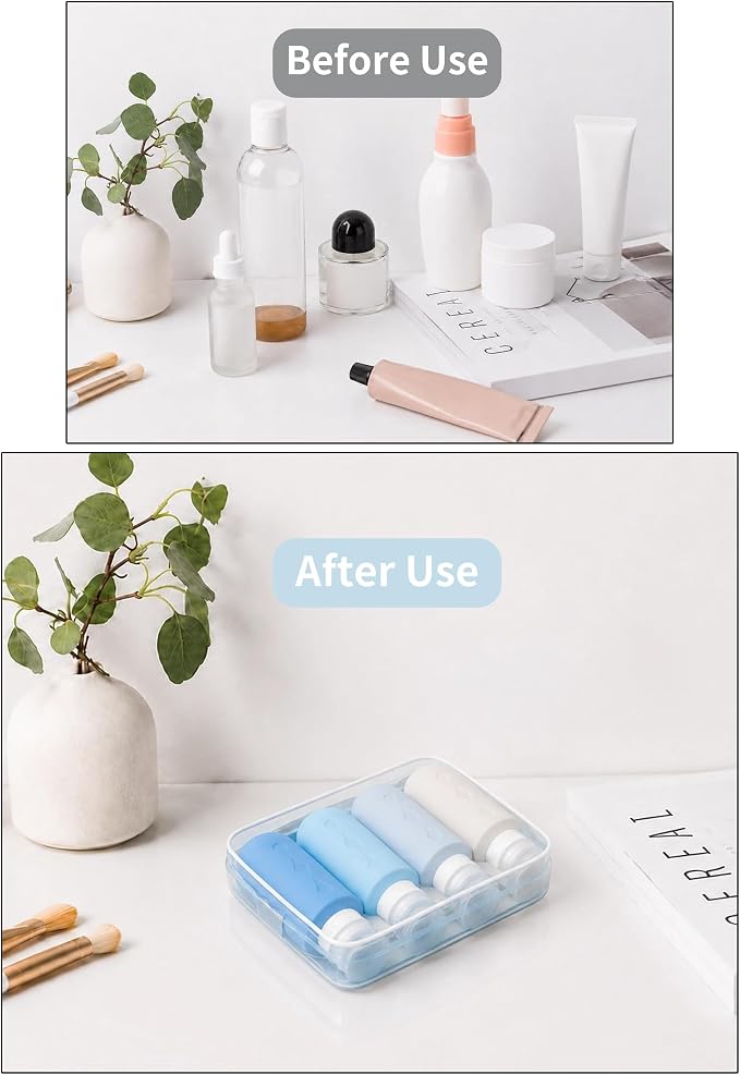 Gemice Travel Bottles for Toiletries, Tsa Approved Travel 6oz Size Containers with Clear Bag, BPA Free Leak Proof Travel Tubs Refillable Liquid Travel Accessories for Cometic Shampoo Lotion