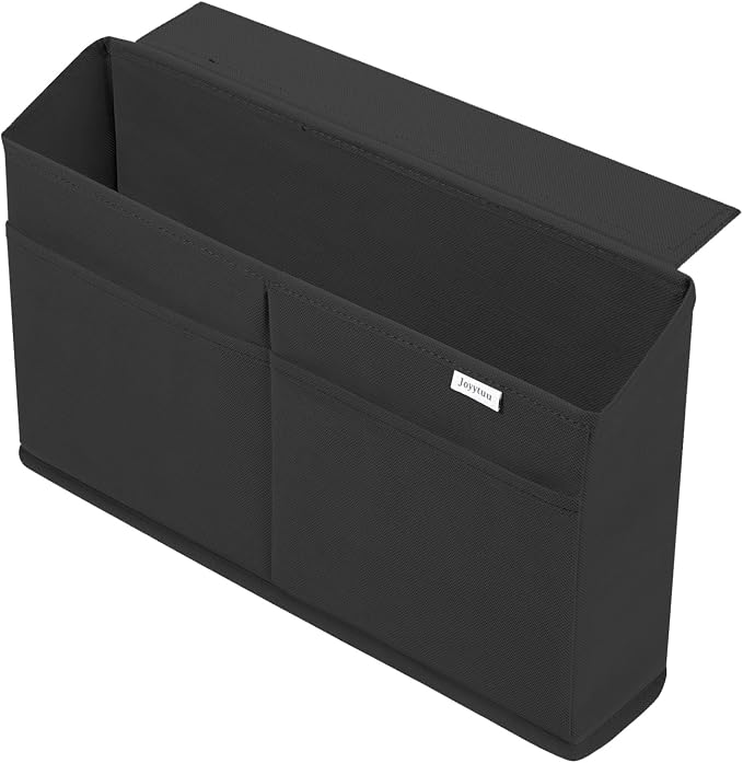 Desk Side Hanging Organizer, Adhesive Storage Bag with Pockets for Magazine Ipad Notebook, for End Tables Home Office Desks Computer Workstations Dressing Table, Black