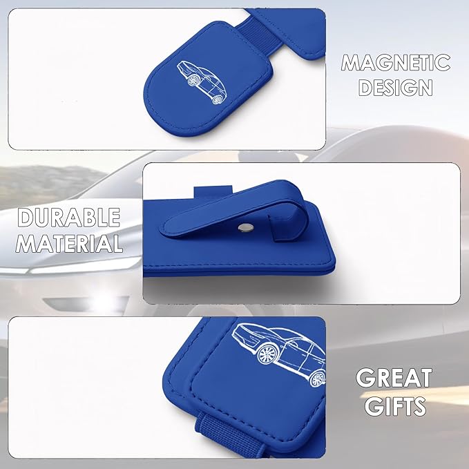 Model Y Sunglass Holder Clip Compatible with Tesla Model Y Juniper Interior Accessories Organizer Eyeglass Hanger Visor Ticket Card Decor Sunglasses Holders Part De Decorations (Blue)