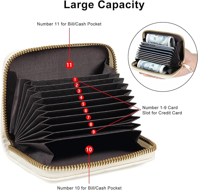 EcoVision Credit Card Holder RFID Card Case Wallet, Small Accordion Zipper Card Case Holder, Card Organizer Case for Women Men