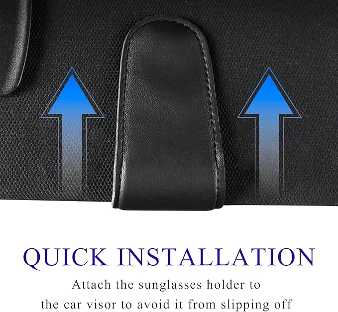 KVAEY Bling Sunglass Holder for Car Visor, Magnetic Leather Visor Clip Glasses Holder with Sparkling Rhinestones, Crystal Visor Ticket Card Clip for Women Girls, Car Accessories (Black & Pink)