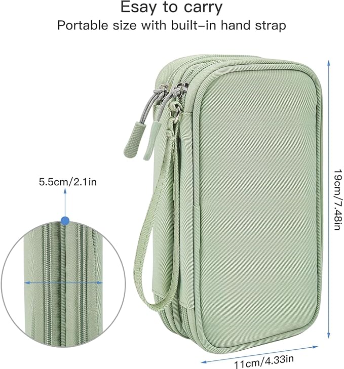 CAAORDKSO Cord Organizer Travrel Bag, Electronic Organizer Travel Case, Water Resistant Cable Organizer Pouch for Cable, Cord, USB, Charger, Phone, Power Bank, Earphone (Mint Green, Medium)
