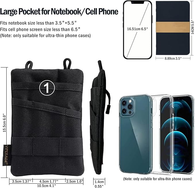 VIPERADE VE1 Pocket Organizer, EDC Pouch for Men, EDC Organizer Storage EDC Gears, Multitool Pocket Pouch Hold Your Flashlight/Pocket Knife, Pen, Notebook