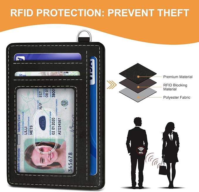 SEAVILIA Credit Card Holder for Women, Pearl Earring Girl RFID Wallet Women, Slim Minimalist Front Pocket Card Holder, Cute Thin Travel RFID Blocking Card Case, Small Wallets Woman Gifts Girls