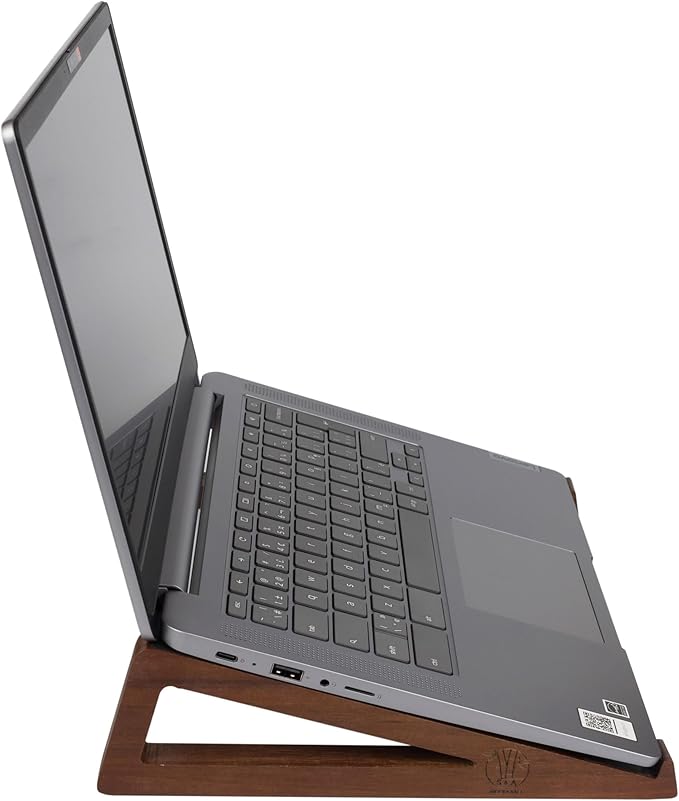 S&A WOODCRAFT Wooden Laptop Stand, Portable Desk Laptop Holder for Tablet with Carry Pouch, Compact Travel Laptop Stand with Protective Silicone Pads, Suitable for Laptops and Tablets