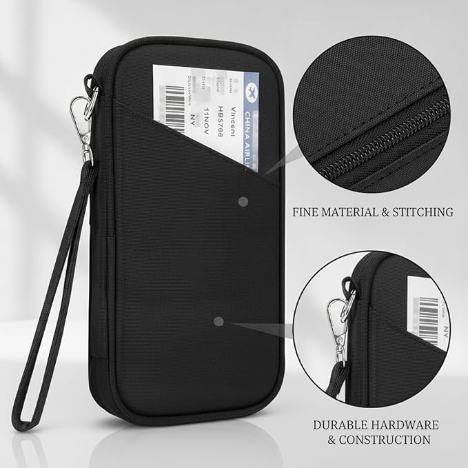 Passport Wallet, Slim Oxford Cloth Travel Document Organizer with Card Slots for Airport Check-in (1 PC)