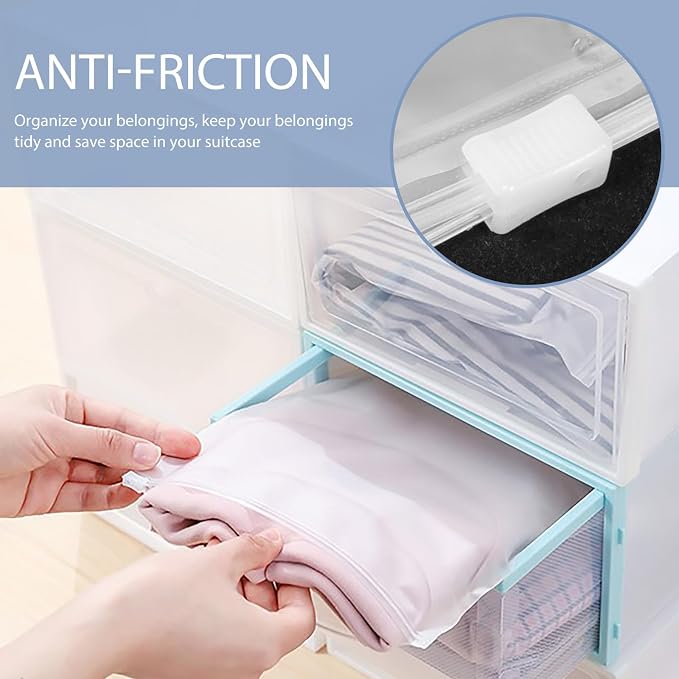 10Pcs Waterproof Travel Clothes Packaging Bags Zipper Sealed Storage Pouches for Garment Socks Underwear Organizer, Dustproof Packing Organizers for Suitcases (24X35Cm, 28X40Cm,
