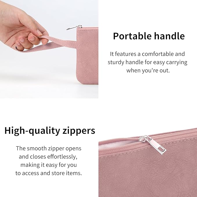 RIGHT AWAY Makeup Bag Travel Cosmetic Bag,Portable Make up Organizer With Handle,Small purse pouches Cell Phone Purse with Compartments for Women Girls（Pink）