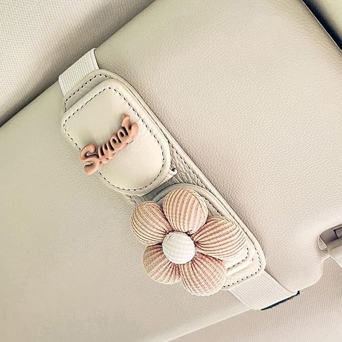 UNICOLD Magnetic Sunglasses Holder for Sun Visor, Double Position Genuine Leather Eyeglass Clip, Car Organizer