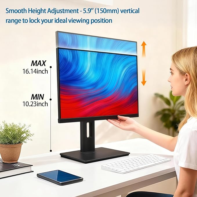 2026 Version Ergonomic VESA Monitor Stand, 150mm Spring Height adjustment,, Tool-Free Base, Swivel, Tilt & Rotation, for 22??6" Monitors, 5.95??.28 lb, 100x100mm Vesa Mount (5.95ï½?.28LB)