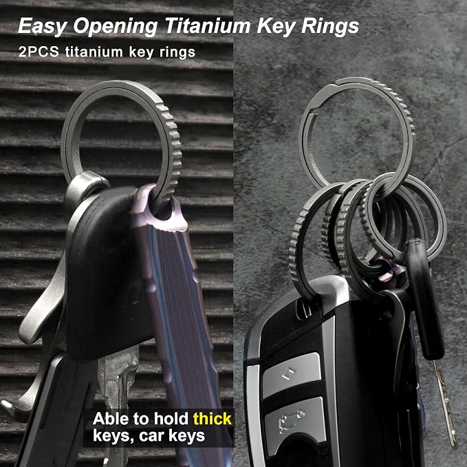 Titanium Key Rings Heavy Duty Side Push Split Key Chain Rings for Key Carabiner Quick Release Keychain
