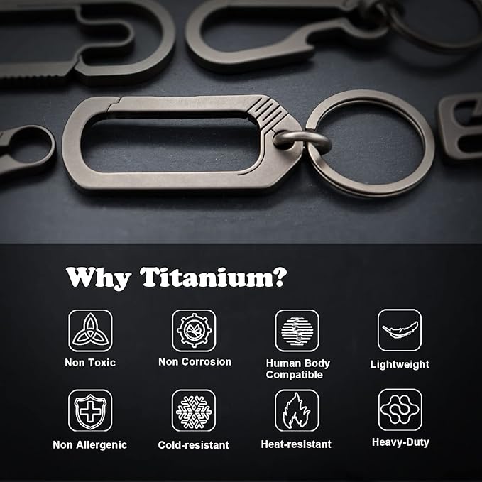 Titanium Key Holder Heavy Duty Quick Release Keychain Clip with Key Ring for Men and Women