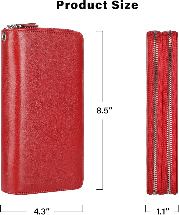 Lavemi Small Compact Women Wallet RFID Blocking Genuine Leather Bifold Purse with ID Windows