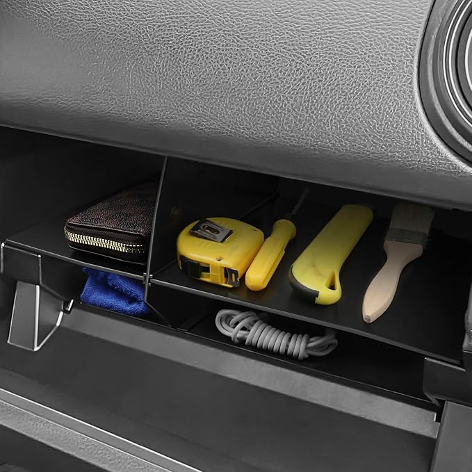 YOJOJOCO Glove Box Dividers Organizer Compatible with Toyota 2016-2020 2021 2022 2023 Tacoma Accessories Black ABS Material Center Console Organizer