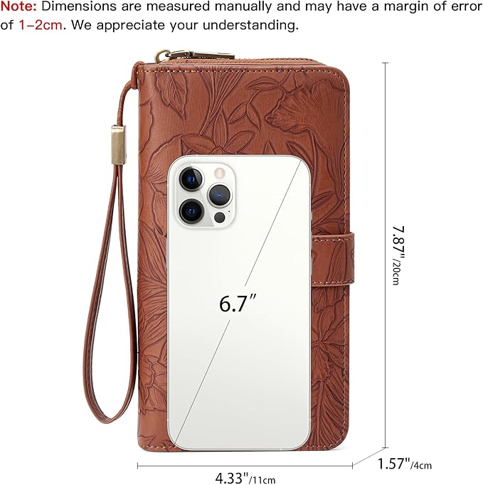 SENDEFN Women's Credit Card Holder RFID Blocking Zip Around Leather Wallet Large Capacity Long Purse with Wristlet