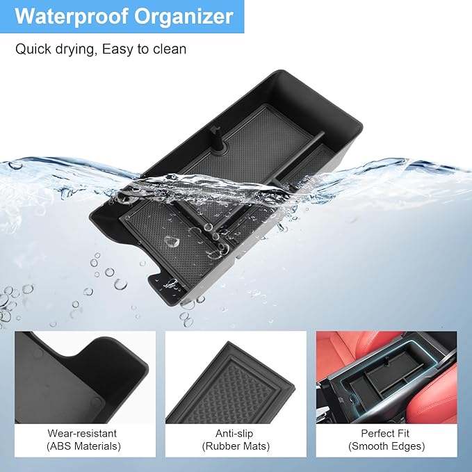 2025 2026 Camry Center Console Organizer for Toyota Camry (LE/SE/Nightshade/XLE/XSE), Durable ABS &Anti-Slip Rubber Console Tray Insert 2026 Camry Accessories