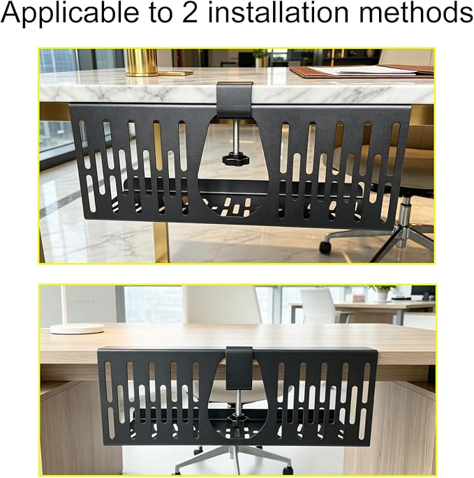 Under Desk Cable Management Tray, Cord Organizer for Desk Cable Management Tray Under Desk with Clamp for Home Office, Standing Desk(1Pack，Black)