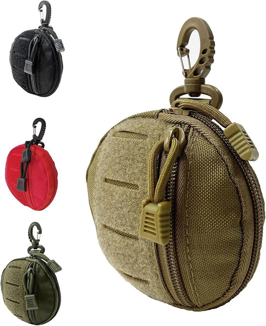 1000D Laser Cut Molle Pouch EDC Pouch Tactical Round Zipper Bag Case Coin Pouches Coin Purse Keychain Little Change Wallet Wireless Headset Pack Gadget Bag