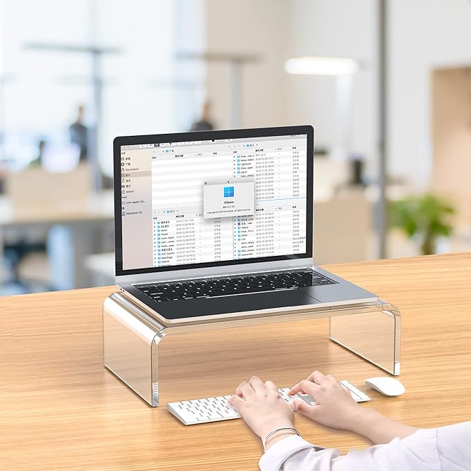 Acrylic Monitor Stand Riser Clear Laptop Stand for Desk Acrylic Monitor Riser for Desk Accessories Aesthetic Laptop Riser Clear Computer Stand White Office Supplies for Women Essentials