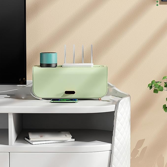 Cable Management Box, Cord Organizer Box Power Strip Box Router Storage Box Desk Cord Organizers Cord Hiding Box for Home (Green)