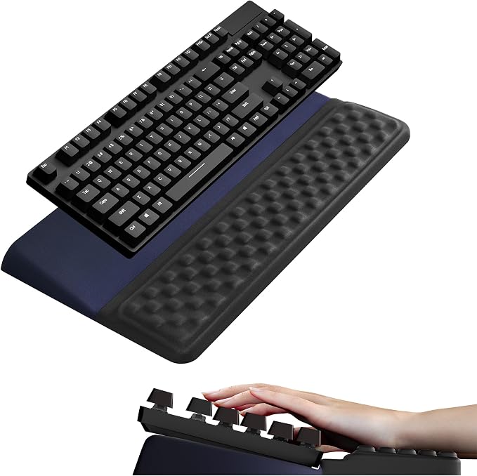 Ospelelf Keyboard Wrist Rest, Ergonomic Memory Foam Wrist Support for Typing & Gaming, Tilted Keyboard Pad, Aesthetic Desk Accessories for Office, Relief for Carpal Tunnel & Wrist Pain, Black Blue