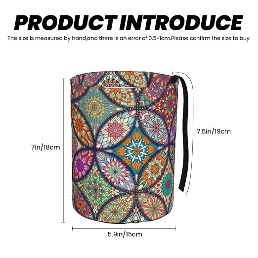 Car Trash Bag Vintage Mandala Floral Waterproof Trash Small Car Can Portable Collapsible Car Garbage Can Hanging for Back Seat Floor or Hanging Headrest Car Decor Road Trip Essentials