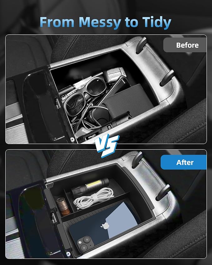 Double-Layer Center Console Armrest Organizer for 2026 2025 Hyundai Tucson(Limited)/Tucson Hybrid/Tucson Plug-in Hybrid, 2026 2025 Hyundai Tucson accessories-ONLY Fit Electronic Shift