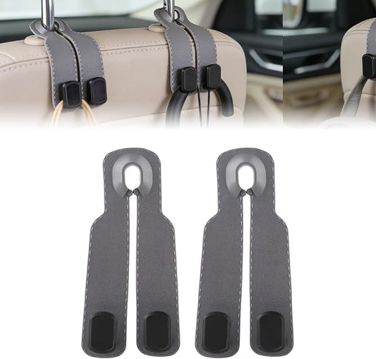 2 Pack Gray Car Headrest Hooks, Universal Car Purse Holder Seat Back Storage Hook, Multifunctional Automotive Interior Organizer for Bags Purses Groceries