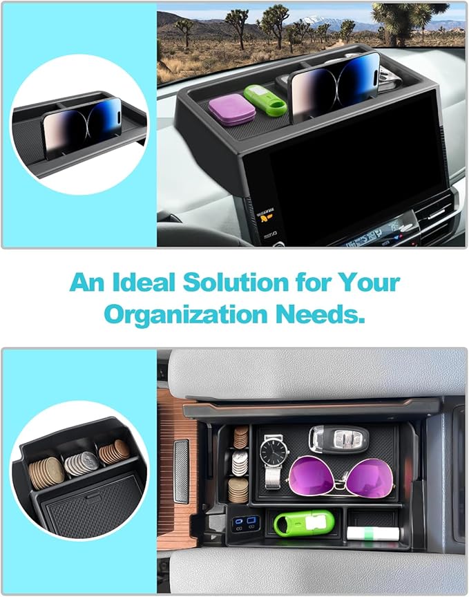 CDEFG 3PCS for 2025 2026 Toyota Sienna Center Console Organizer Dash Storage Box for Toyota Sienna 2025 2026 Accessories for 12.3-Inch Touchscreen Dash Tray Behind-Screen Organizer(Not for LE Trim)