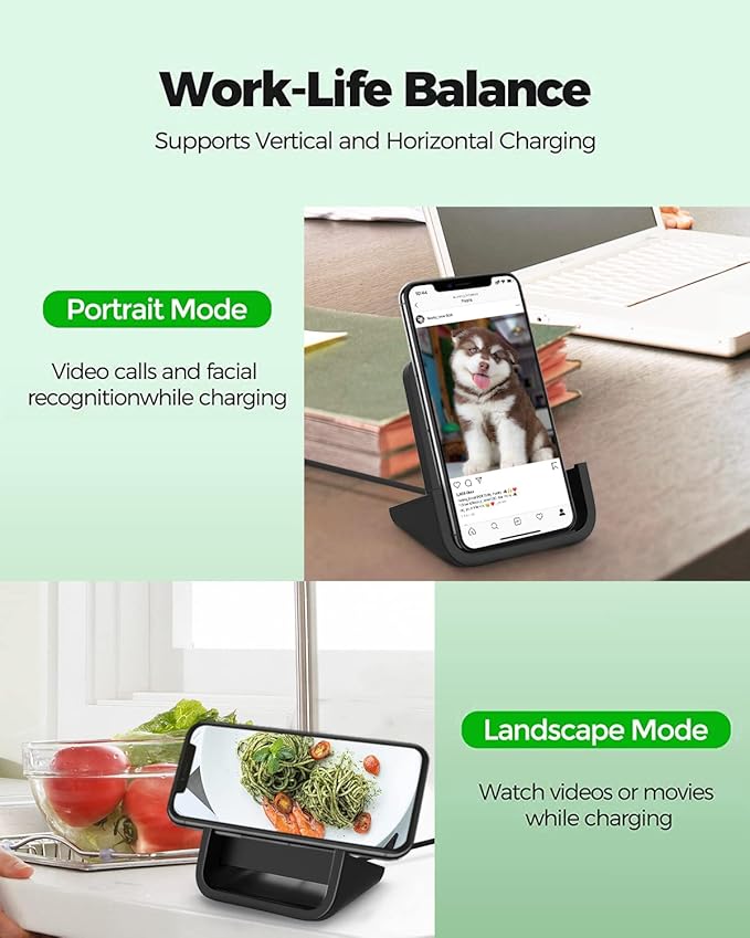 Wireless Charger YUWISS Wireless Charging Stand Cordless Charger 10/7.5/5W Compatible with iPhone 14 13 12/12 /11Pro Max/XR/XS Max/XS/X/8/8Plus Galaxy S22/S21/S9/S9+/S8/S8+ Note