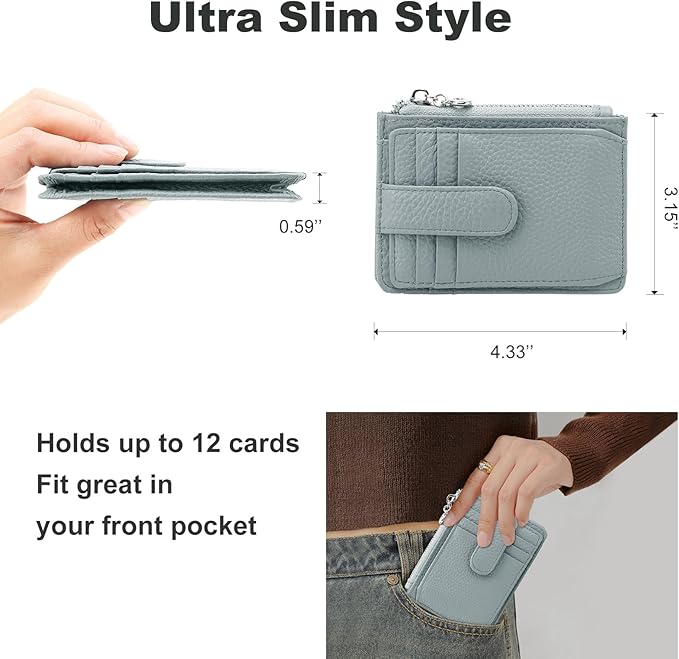 Slim Wallet for Women Genuine Leather Card Holder Thin Womens RFID Blocking Small Wallets