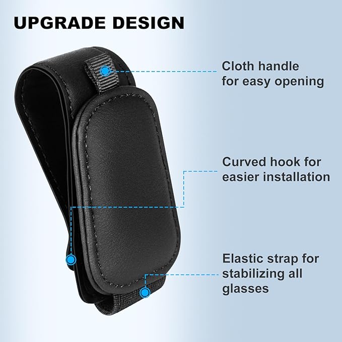 Teraves 2 Pack Sunglass Holder Clip for Car Visor, Upgrade Magnetic Leather Visor Sunglasses Clip, Easy to Hold Your Glasses Eyeglasses