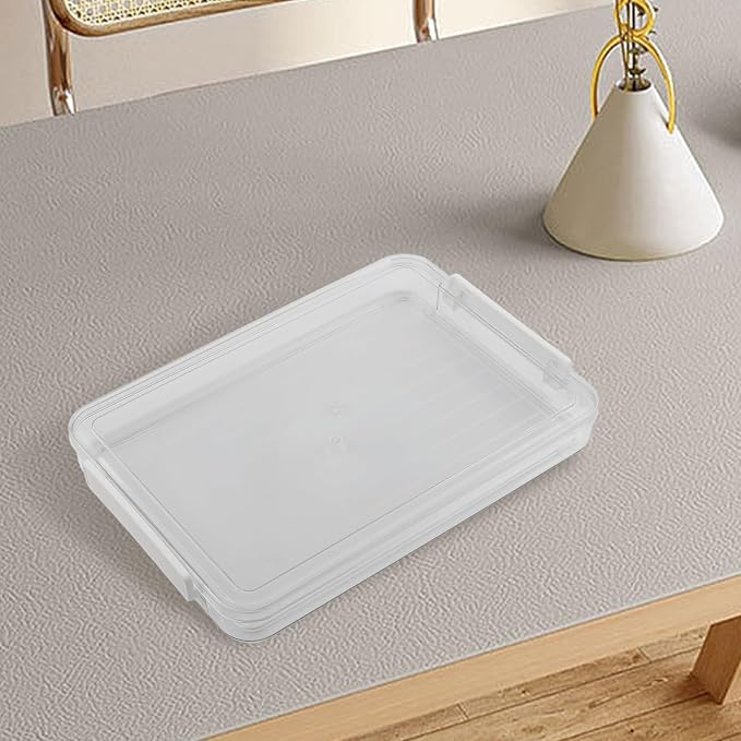 Transparent for A4 Document Storage Box with Lid for Desktop File Organization, Stackable PET Paper Container Case for Office Home School Supplies(small)