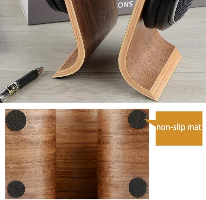 Linkidea Wooden Omega Headphones Stand/Wooden Headphone Hanger/Wood Headset Holder/Omega Earphone Desk Display Hanger - Wooden Headsets Walnut Finish