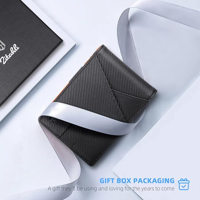 Zitahli Wallet for Men - with Money Clip Slim Leather Slots Credit Card Holder RFID Blocking Bifold Minimalist Wallets with Gift Box