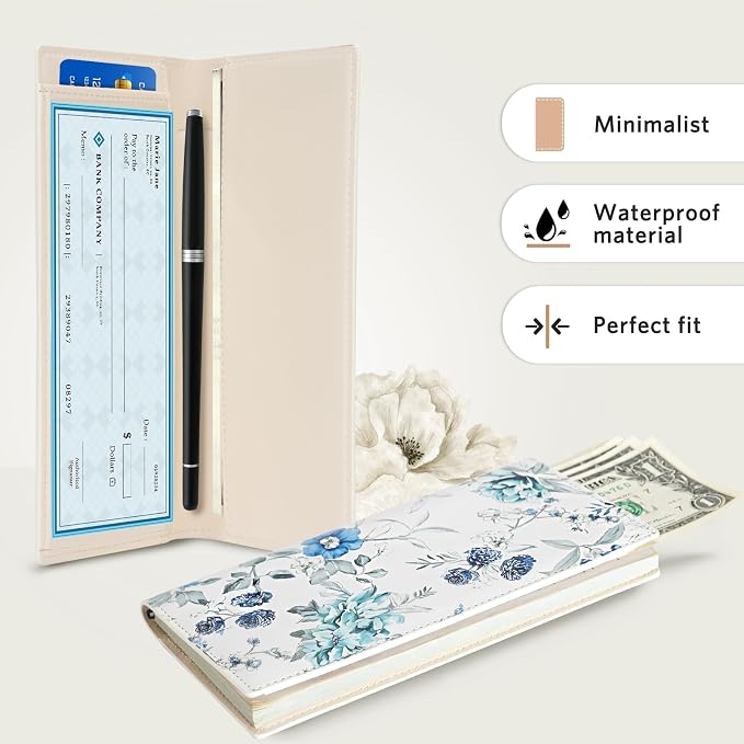 CoBak Premium Leather Checkbook Cover - RFID Blocking, Classic Design, Slim & Durable - Perfect for Personal & Business Checks