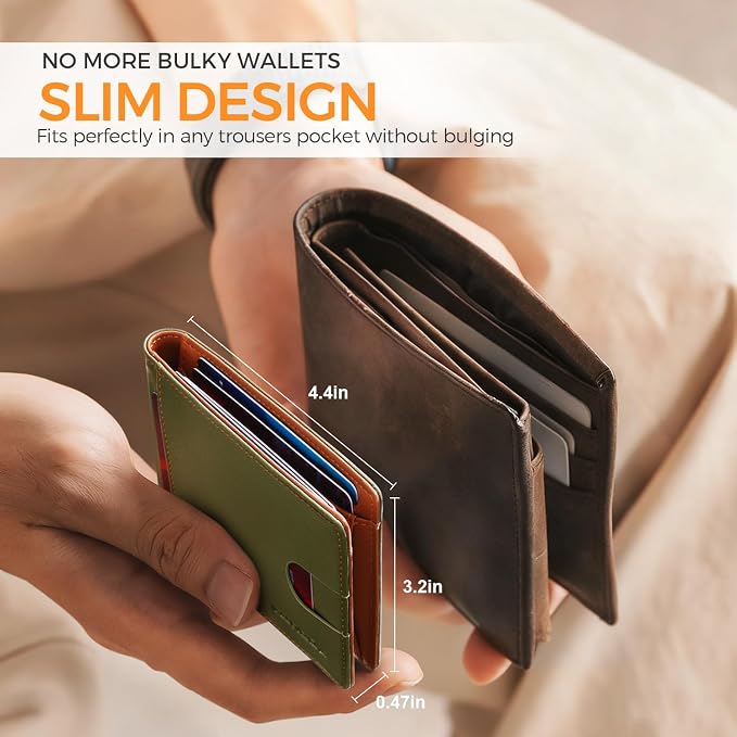 RUNBOX Slim Money Clip Wallets for Men and Teen Boys RFID Blocking 11 Card Holder Minimalist Small Leather Bifold Novelty Men's Wallet Front Pocket Gift Box
