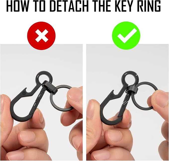 KeyUnity KM01 Titanium EDC Keychain Clip with Bottle Opener, Quick Release Carabiner Key Ring Holder for Men