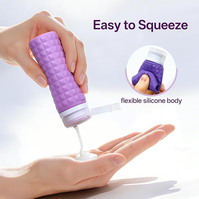 Travel Bottles for Toiletries, TSA Approved Travel Size Containers with Silicone Bottle Covers, Leak Proof Silicone Shampoo Bottles, Small Toiletry Containers for Shampoo Conditioner Lotion