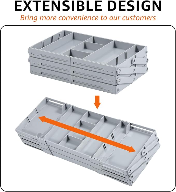 2/3 Tier Drawer Organizer, Collapsible Multi Level Drawer Organizer Tray, Expandable Bathroom Desk Drawer Organizer Trays, Adjustable Compartments Storage Trays for Jewelry (Single Row 3 Tiers)