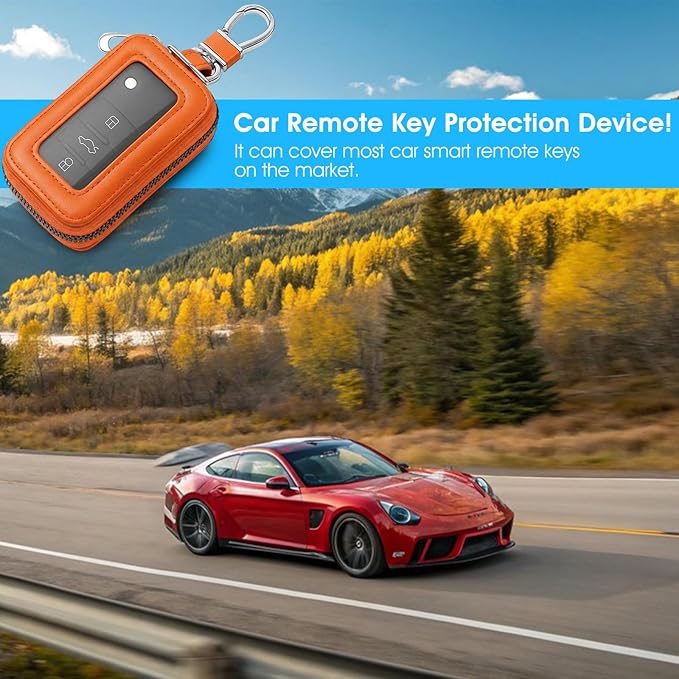 Premium Car Key Fob Case Leather Car Smart Key Fob Holder Keys Fobs Protector Universal CarKeys Holder (YB)