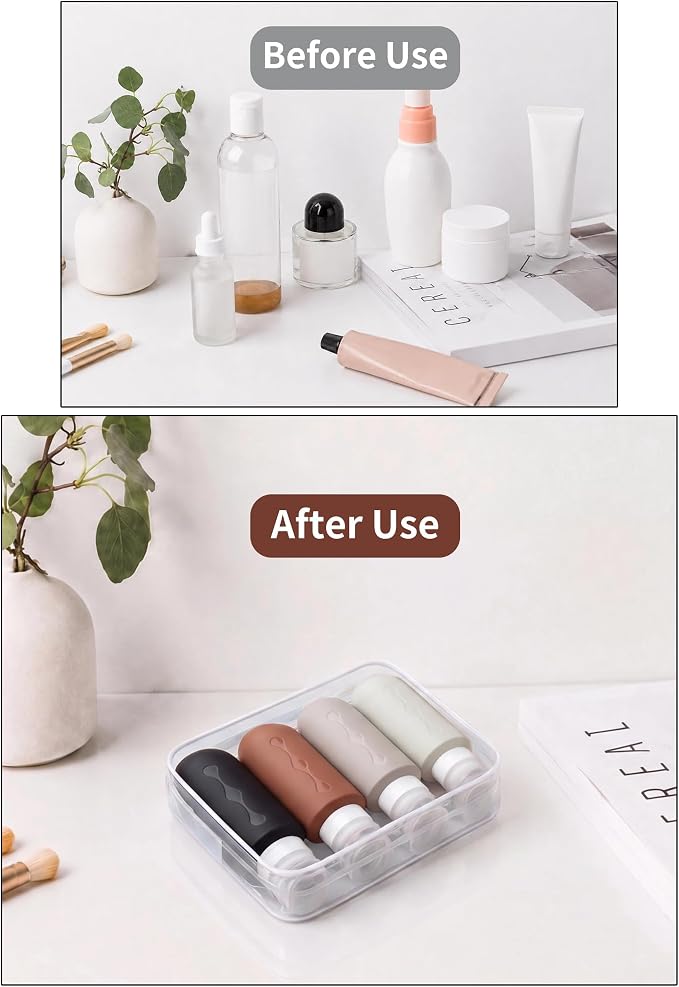 Gemice Travel Bottles for Toiletries, Tsa Approved Travel 6oz Size Containers with Clear Bag, BPA Free Leak Proof Travel Tubs Refillable Liquid Travel Accessories for Cometic Shampoo Lotion