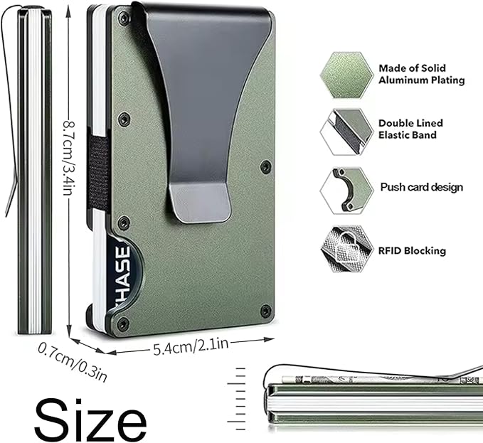 EDGE Metal Wallet for Men - Minimalist Slim Wallet - RFID Blocking Card Holder Money Clip, Smart Wallet - Aluminum Credit Card Holde Clip Olive