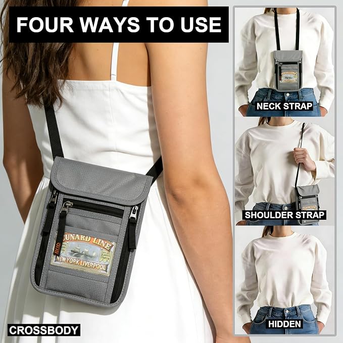 Travel Neck Wallet with RFID Blocking & Passport Holder - Large Capacity Hidden Pouch for Phone, Cash, Cards, ID | Slim Fit, Anti-Theft Organizer for Airports, Sightseeing