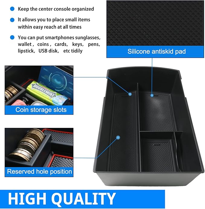 SHAOHAO for 2025 2026 Subaru Ascent Center Console Organizer for 2019-2026 Subaru Ascent Accessories Base/Premium/Onyx Edition/Limited/Onyx Edition Limited/Touring Double Space Armrest Insert Tray