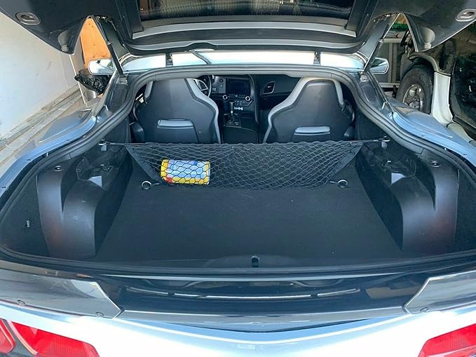 Trunk Organizer Cargo Net for Chevrolet Corvette C7 2014-2019 – Envelope Style Cargo Net for Coupe-Premium Mesh Car Trunk Organizer Vehicle Carrier Storage–Compatible with Corvette C7
