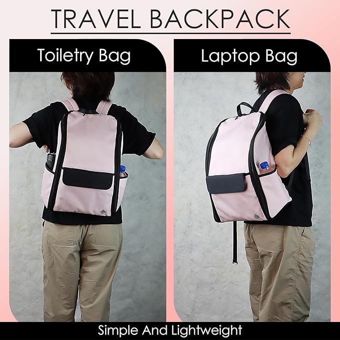 Travel Laptop Backpack Large Hanging Toiletry Organizer Water-Repellent Hygiene Bag (Pink)