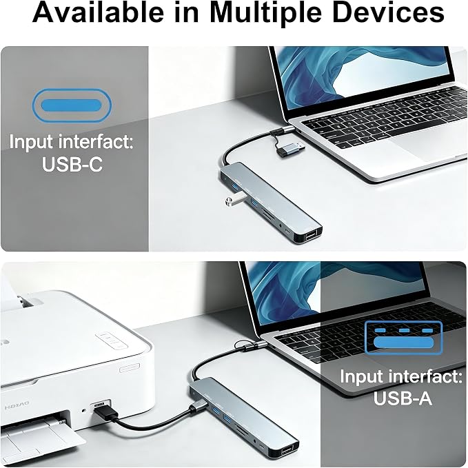 USB C Hub USB Hub 3.0, Upgrade 8 in 2 USB Splitter with USB-C/4 USB A Port Extender, TF/SD Card Reader, 3.5mm Audio Adapter, USBC USB Dongle for PC/Laptop/Tablet/Mac/MacBook/iPad and More Devices